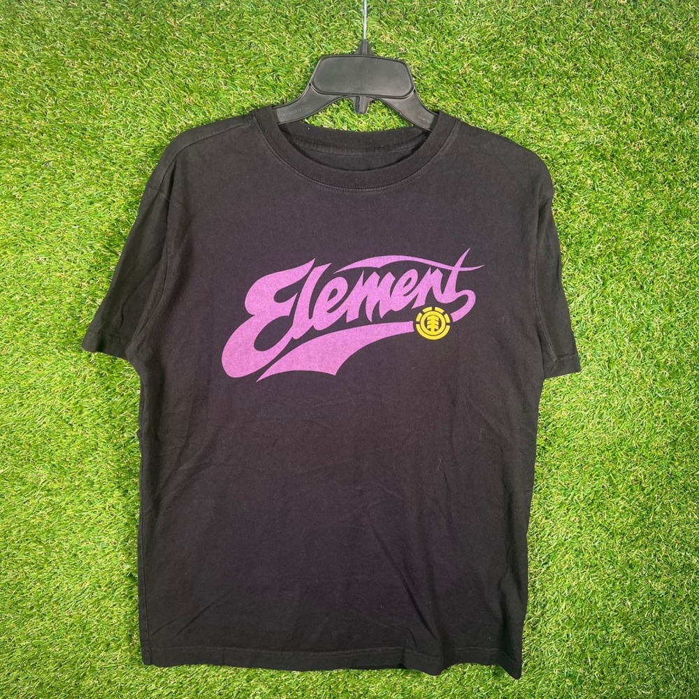 Element Skateboards Mens Organic Cotton Logo Graphic T-Shirt Black Purple Size M